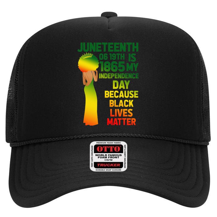 Cute Juneteenth Is My Independence Day Free Black  High Crown Mesh Back Trucker Hat