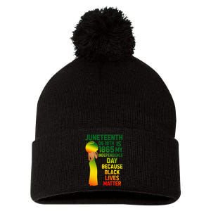 Cute Juneteenth Is My Independence Day Free Black  Pom Pom 12in Knit Beanie