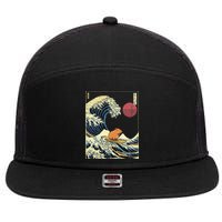 Capybara Japanese Kanagawa Wave Funny Surf Animal 7 Panel Mesh Trucker Snapback Hat