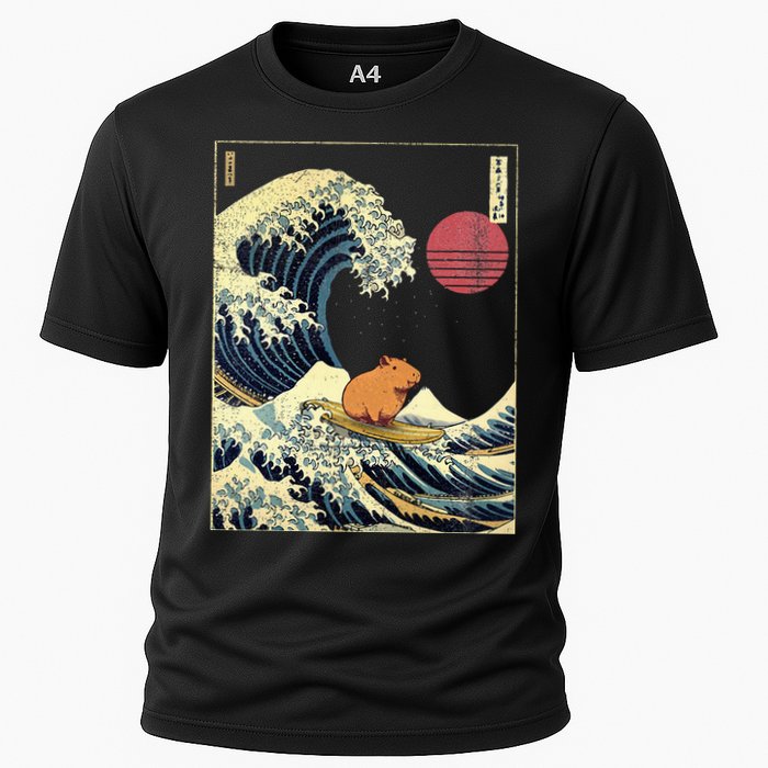 Capybara Japanese Kanagawa Wave Funny Surf Animal Cooling Performance Crew T-Shirt