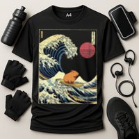 Capybara Japanese Kanagawa Wave Funny Surf Animal Cooling Performance Crew T-Shirt