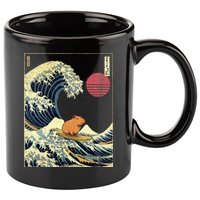 Capybara Japanese Kanagawa Wave Funny Surf Animal 11oz C Handle Ceramic Mug