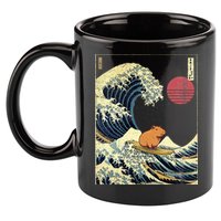 Capybara Japanese Kanagawa Wave Funny Surf Animal 11oz C Handle Ceramic Mug