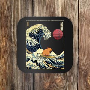 Capybara Japanese Kanagawa Wave Funny Surf Animal Coaster