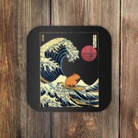 Capybara Japanese Kanagawa Wave Funny Surf Animal Coaster