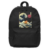 Capybara Japanese Kanagawa Wave Funny Surf Animal 16 in Basic Backpack