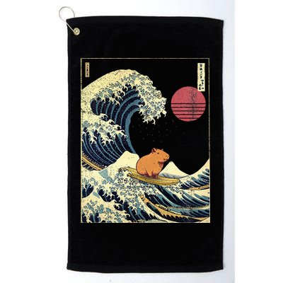 Capybara Japanese Kanagawa Wave Funny Surf Animal Golf Towel