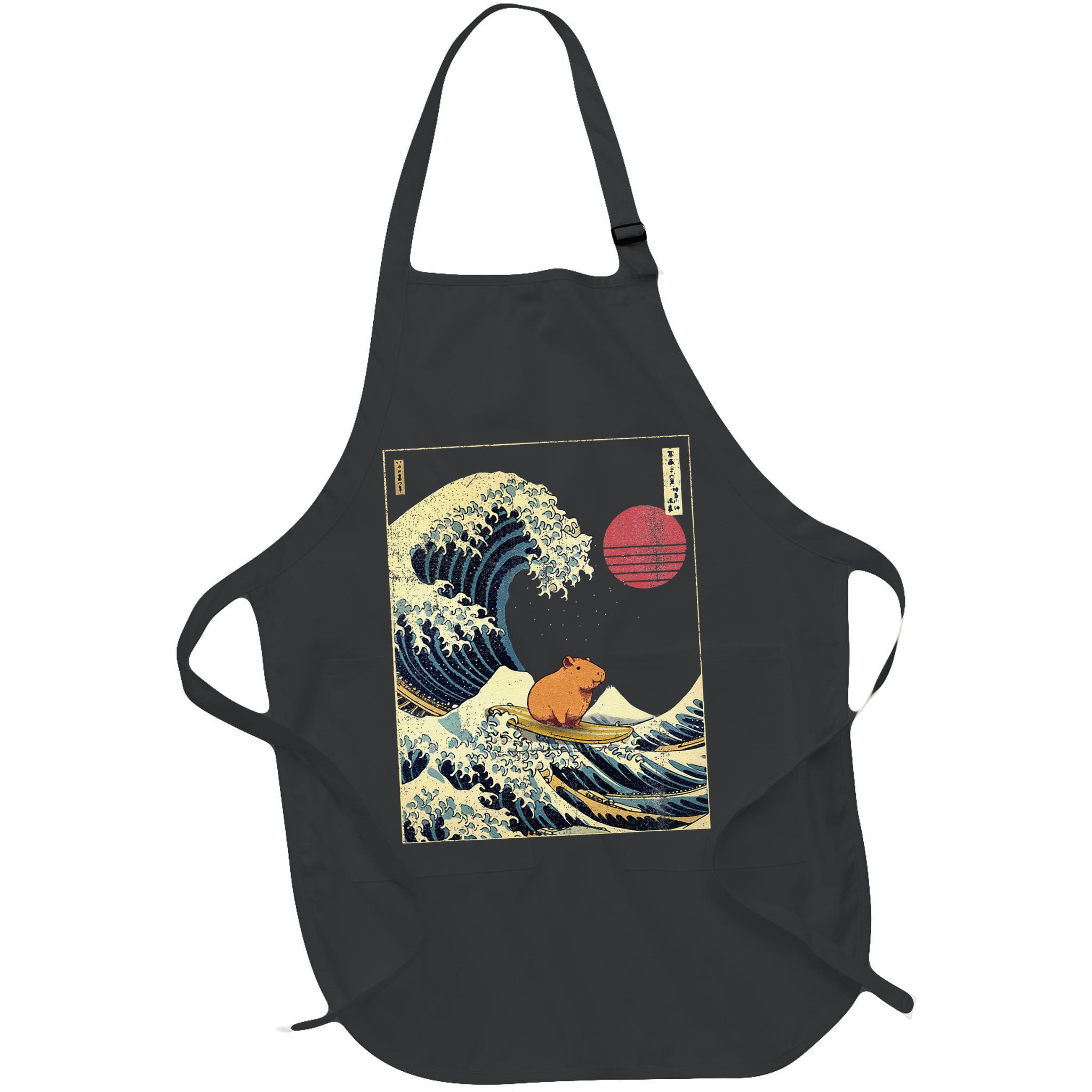 Capybara Japanese Kanagawa Wave Funny Surf Animal Apron