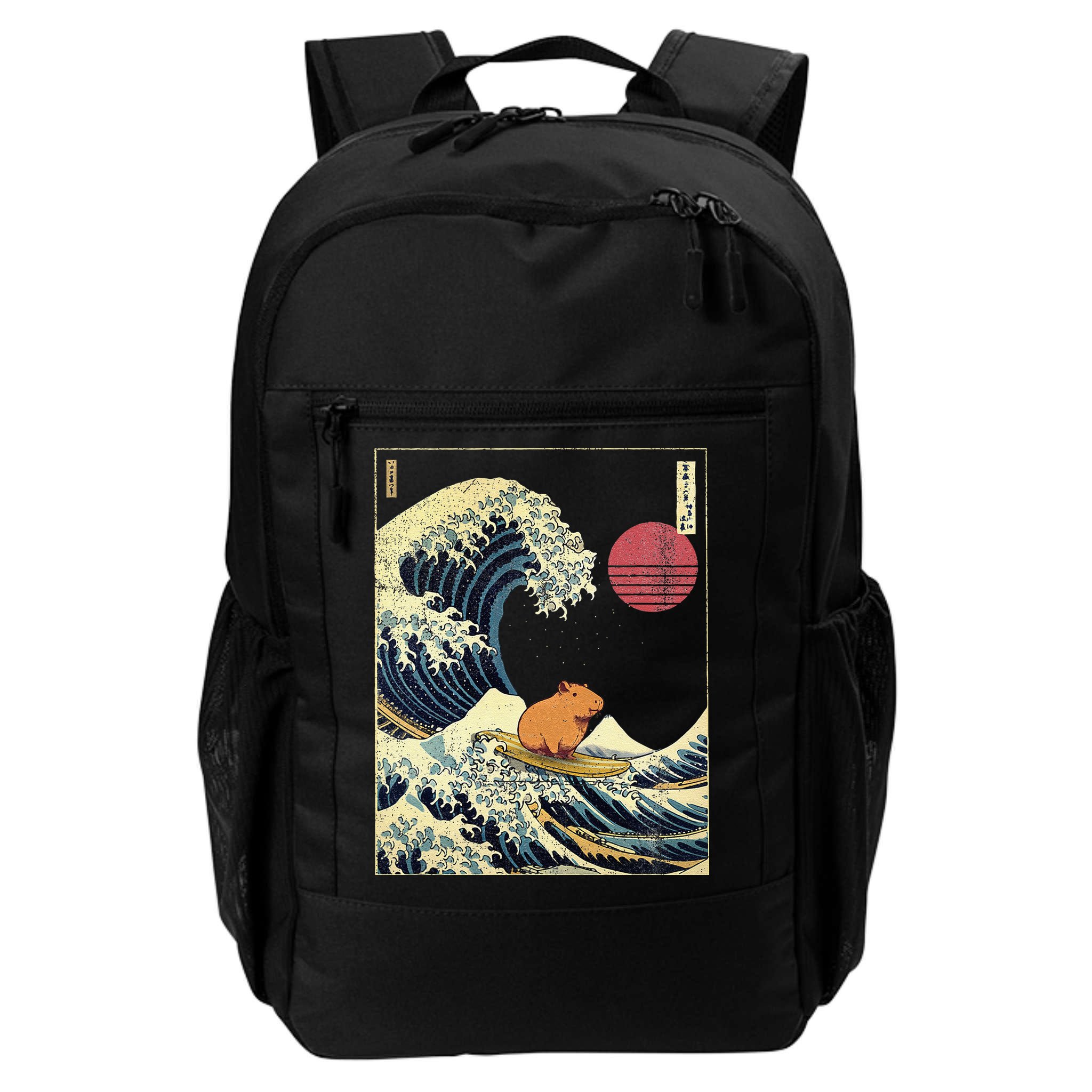 Capybara Japanese Kanagawa Wave Funny Surf Animal Backpack