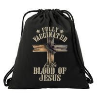 Christian Jesus Lover Fully Vaccinated By The Blood Of Jesus Long Sleeve TShirt Drawstring Bag
