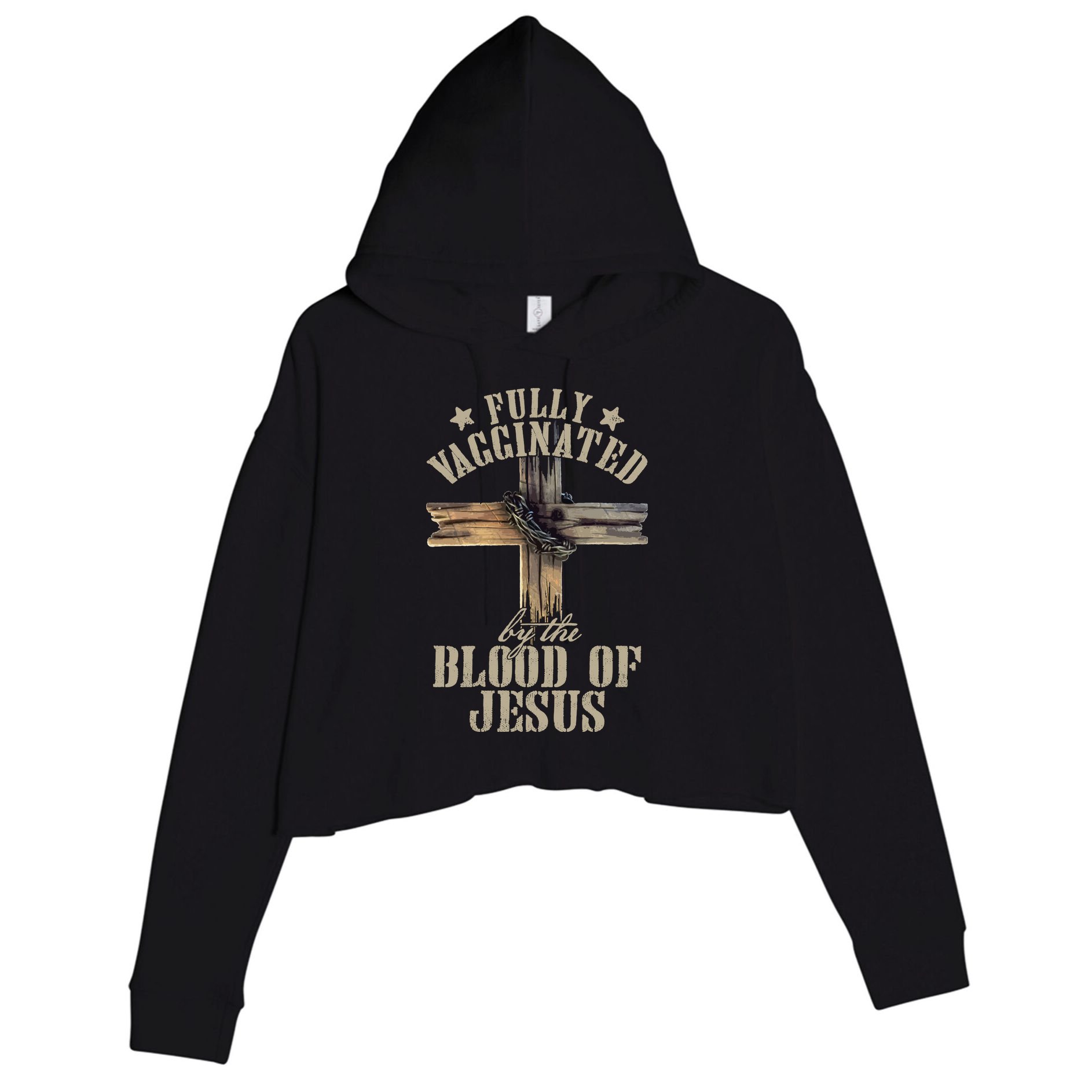 Christian Jesus Lover Fully Vaccinated By The Blood Of Jesus Long Sleeve TShirt Crop Fleece Hoodie