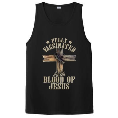 Christian Jesus Lover Fully Vaccinated By The Blood Of Jesus Long Sleeve TShirt PosiCharge Competitor Tank