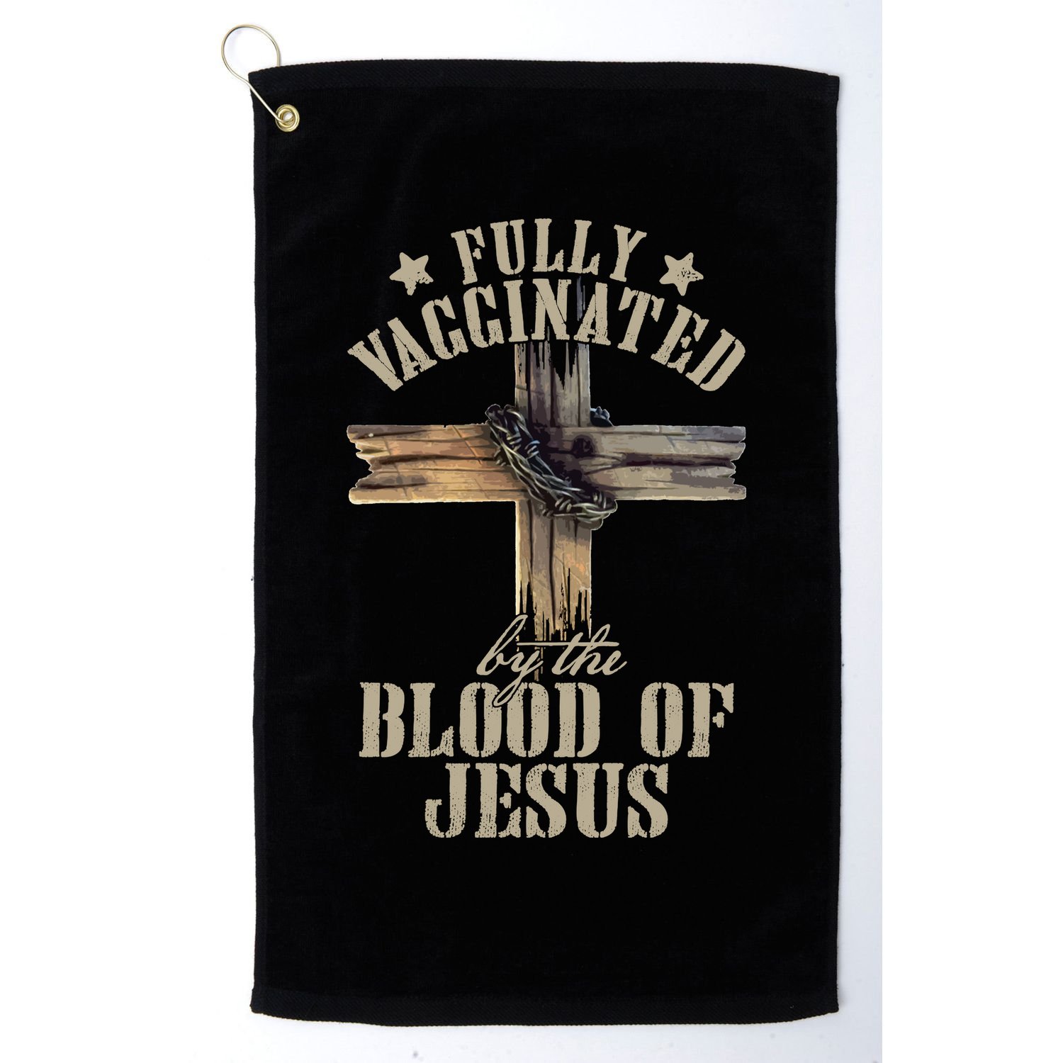 Christian Jesus Lover Fully Vaccinated By The Blood Of Jesus Long Sleeve TShirt Golf Towel