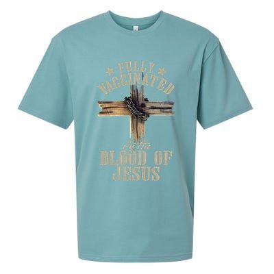 Christian Jesus Lover Fully Vaccinated By The Blood Of Jesus Long Sleeve TShirt Sueded Cloud Jersey T-Shirt