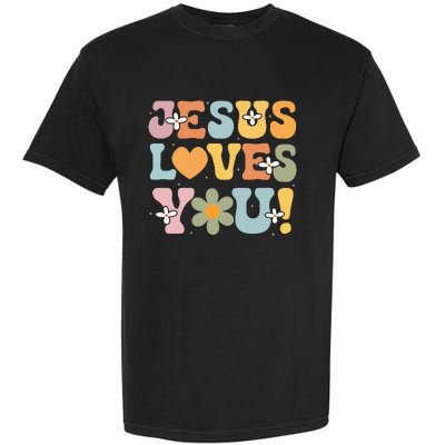 Cute Jesus Loves You Groovy Christian Garment-Dyed Heavyweight T-Shirt