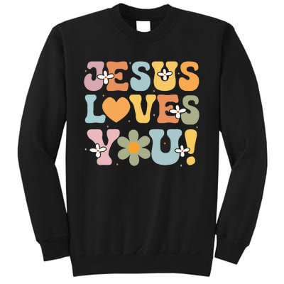 Cute Jesus Loves You Groovy Christian Sweatshirt