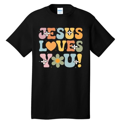 Cute Jesus Loves You Groovy Christian Tall T-Shirt