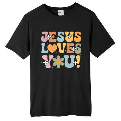 Cute Jesus Loves You Groovy Christian Tall Fusion ChromaSoft Performance T-Shirt