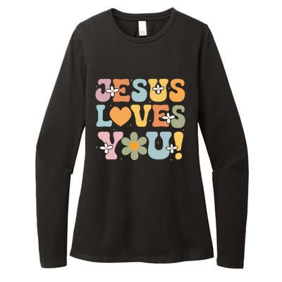 Cute Jesus Loves You Groovy Christian Womens CVC Long Sleeve Shirt