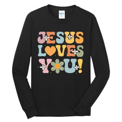 Cute Jesus Loves You Groovy Christian Tall Long Sleeve T-Shirt