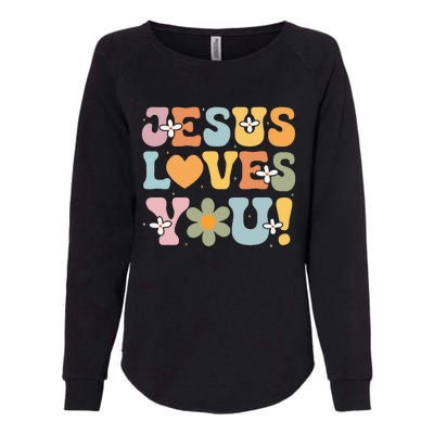 Cute Jesus Loves You Groovy Christian Womens California Wash Sweatshirt