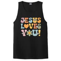 Cute Jesus Loves You Groovy Christian PosiCharge Competitor Tank