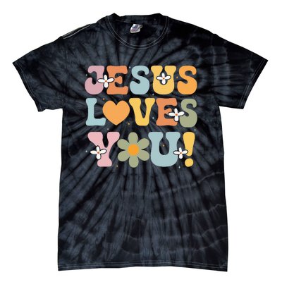 Cute Jesus Loves You Groovy Christian Tie-Dye T-Shirt