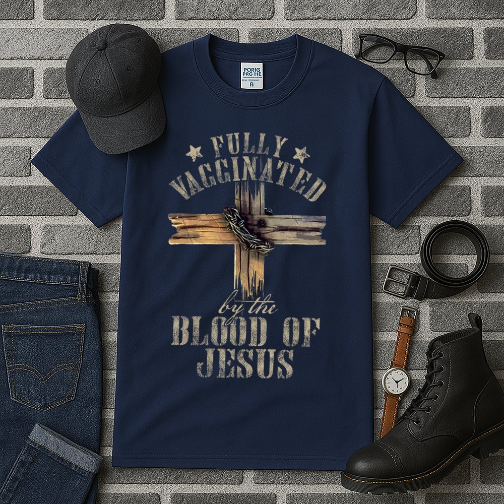 Christian Jesus Lover Fully Vaccinated By The Blood Of Jesus Tall T-Shirt