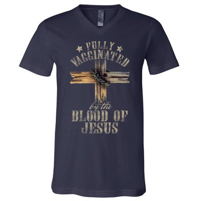 Christian Jesus Lover Fully Vaccinated By The Blood Of Jesus V-Neck T-Shirt