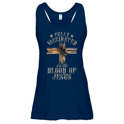 Christian Jesus Lover Fully Vaccinated By The Blood Of Jesus Ladies Essential Flowy Tank