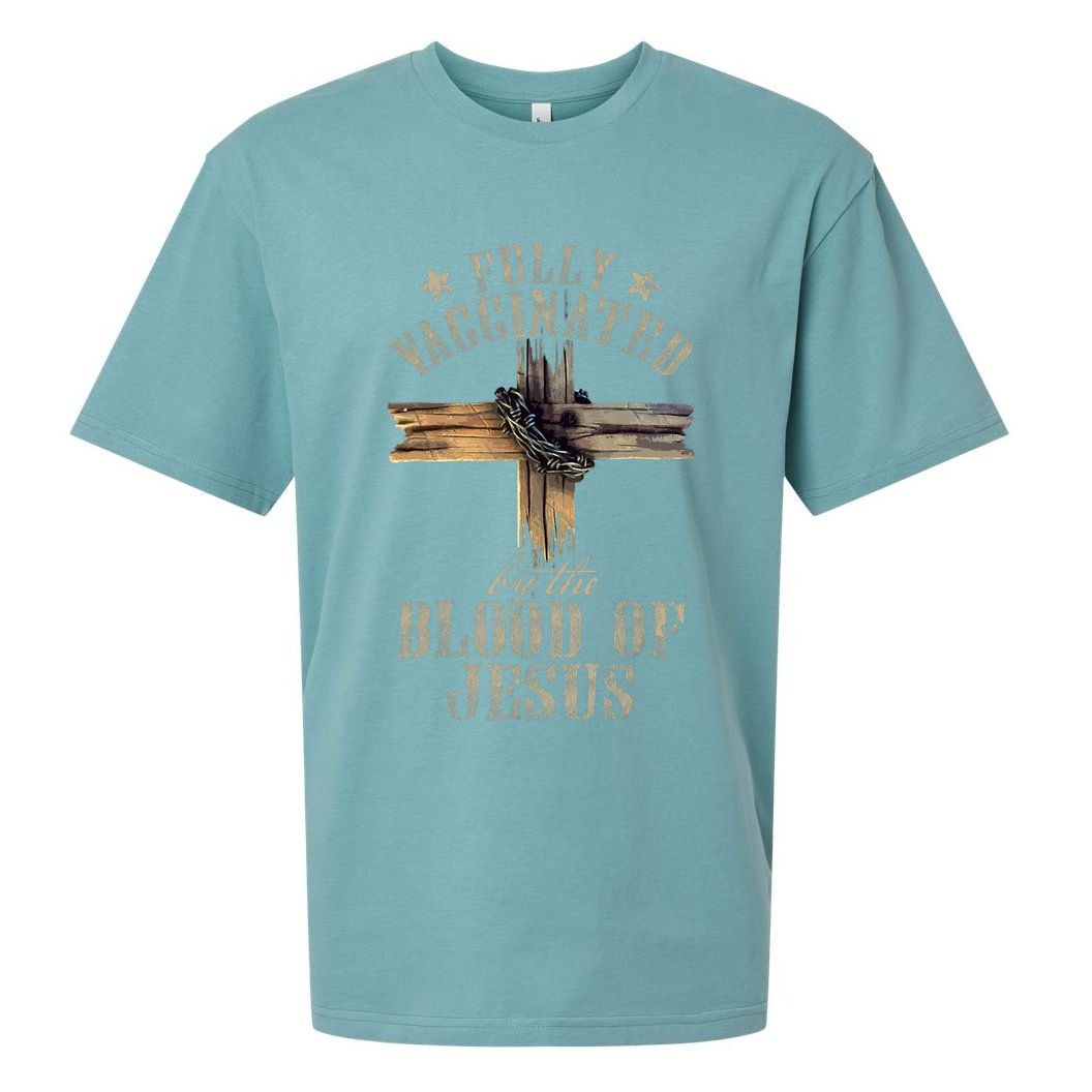 Christian Jesus Lover Fully Vaccinated By The Blood Of Jesus Sueded Cloud Jersey T-Shirt