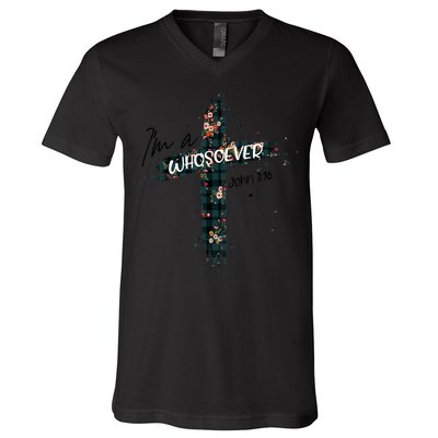 Christian Jesus Lovers Bible Quote John 316 I'm Whosoever V-Neck T-Shirt
