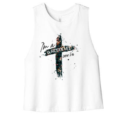 Christian Jesus Lovers Bible Quote John 316 I'm Whosoever Women's Racerback Cropped Tank