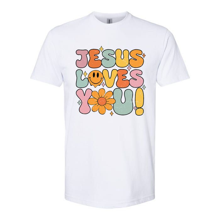 Christian Jesus Loves You Groovy Vintage Cute Softstyle® CVC T-Shirt