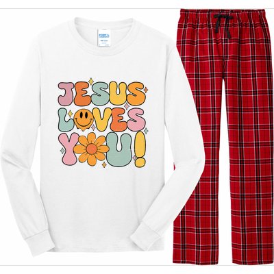 Christian Jesus Loves You Groovy Vintage Cute Long Sleeve Pajama Set