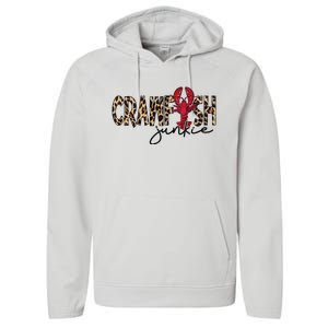 Crawfish Junkie Leopard Cheetah Crawfish Lover Performance Fleece Hoodie