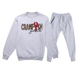 Crawfish Junkie Leopard Cheetah Crawfish Lover Premium Crewneck Sweatsuit Set