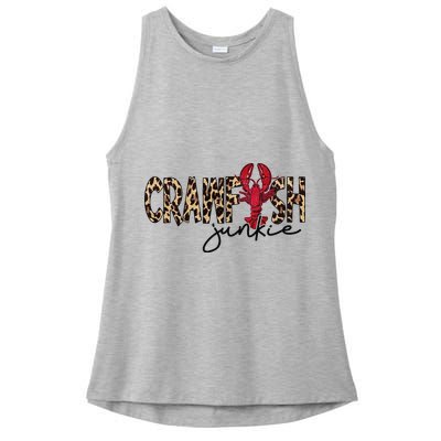 Crawfish Junkie Leopard Cheetah Crawfish Lover Ladies PosiCharge Tri-Blend Wicking Tank