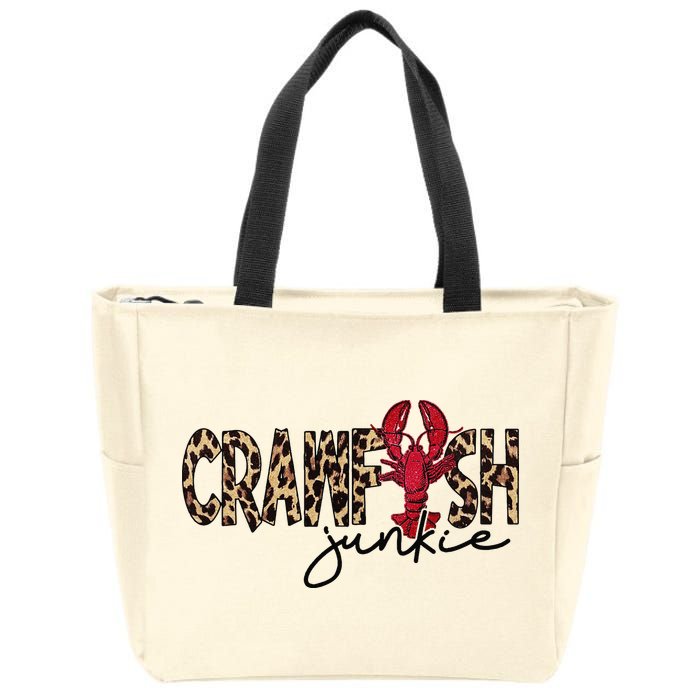 Crawfish Junkie Leopard Cheetah Crawfish Lover Zip Tote Bag