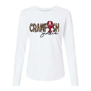 Crawfish Junkie Leopard Cheetah Crawfish Lover Womens Cotton Relaxed Long Sleeve T-Shirt