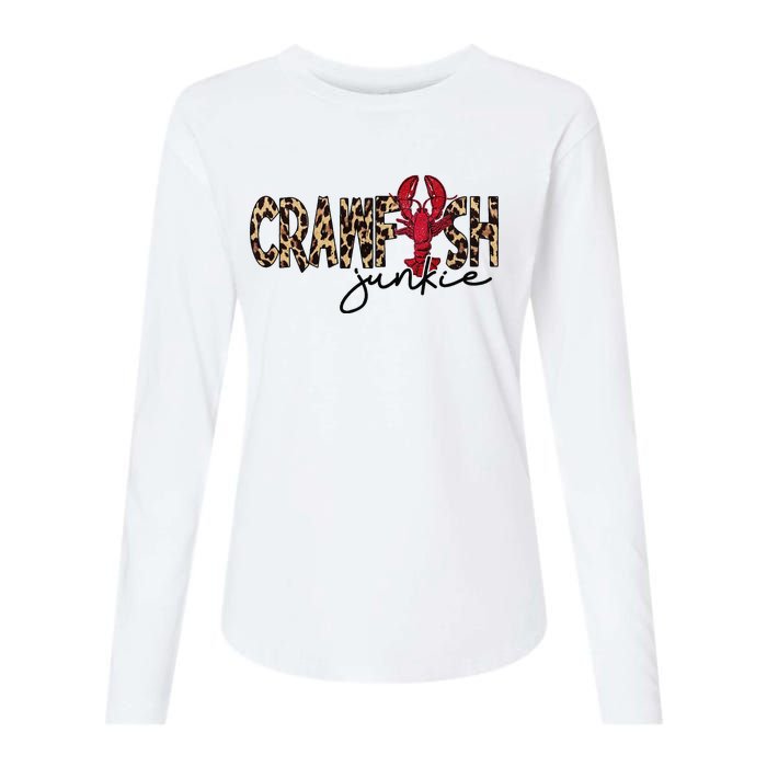 Crawfish Junkie Leopard Cheetah Crawfish Lover Womens Cotton Relaxed Long Sleeve T-Shirt