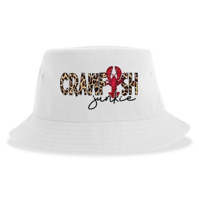 Crawfish Junkie Leopard Cheetah Crawfish Lover Sustainable Bucket Hat