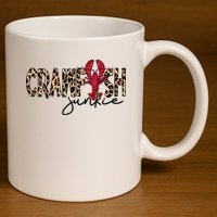 Crawfish Junkie Leopard Cheetah Crawfish Lover 11oz C Handle Ceramic Mug