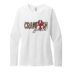 Crawfish Junkie Leopard Cheetah Crawfish Lover Womens CVC Long Sleeve Shirt