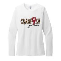 Crawfish Junkie Leopard Cheetah Crawfish Lover Womens CVC Long Sleeve Shirt