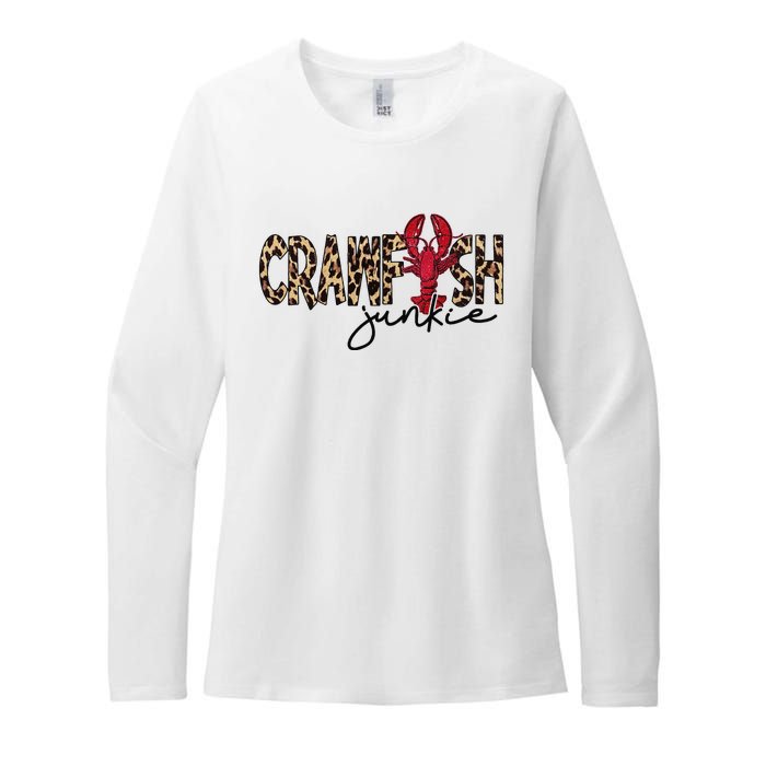 Crawfish Junkie Leopard Cheetah Crawfish Lover Womens CVC Long Sleeve Shirt