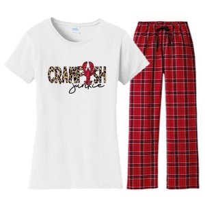 Crawfish Junkie Leopard Cheetah Crawfish Lover Women's Flannel Pajama Set