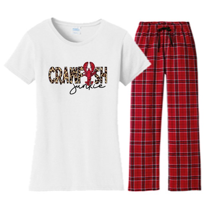 Crawfish Junkie Leopard Cheetah Crawfish Lover Women's Flannel Pajama Set