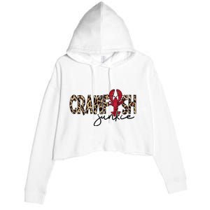 Crawfish Junkie Leopard Cheetah Crawfish Lover Crop Fleece Hoodie