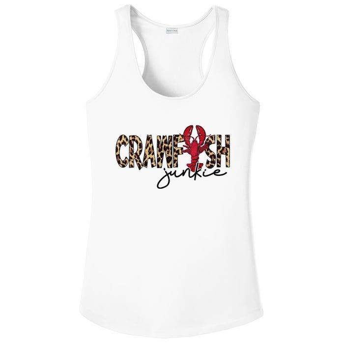 Crawfish Junkie Leopard Cheetah Crawfish Lover Ladies PosiCharge Competitor Racerback Tank